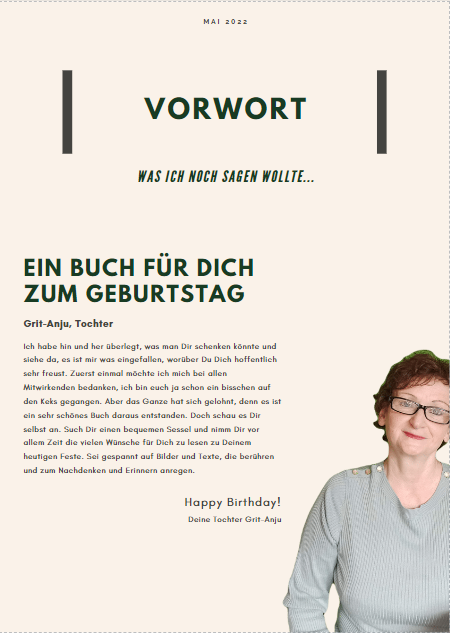 Vorwort für Geschenkbuch Beispiel